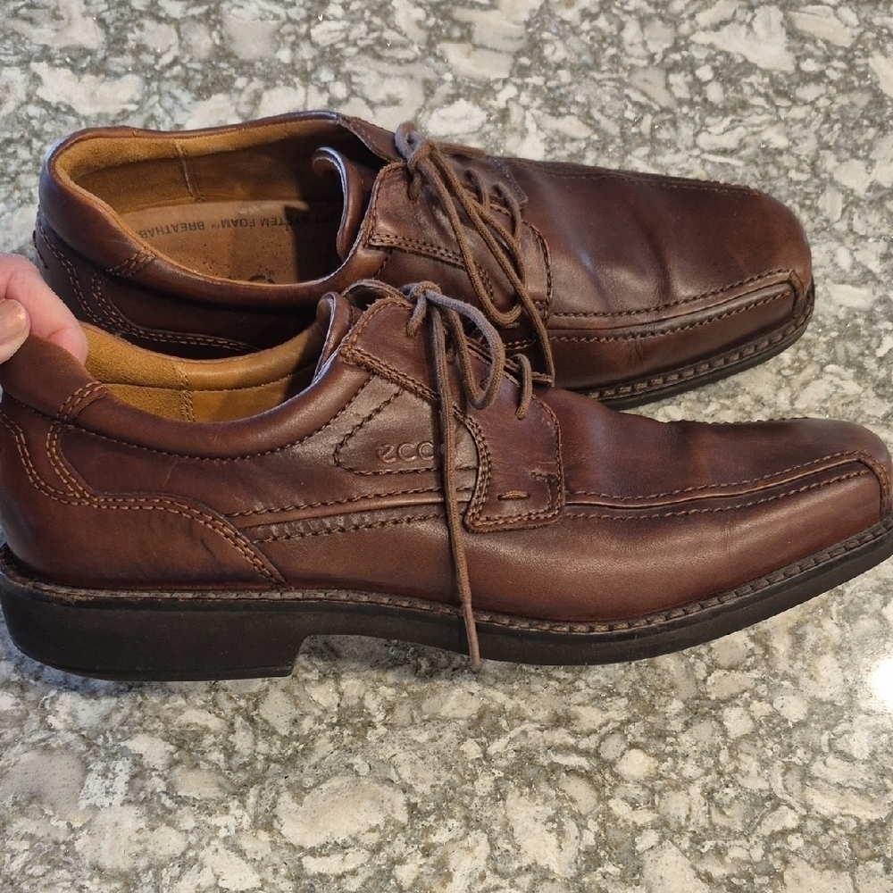 Ecco Helsinki Oxford Lace Up Brown Leather Shoes In Size 43 - Picture 4 of 10